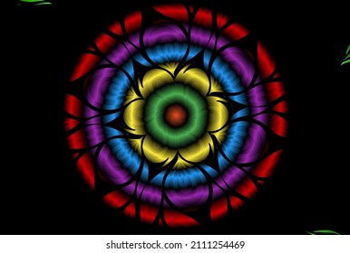 colourful  gradient art circle flower pattern of traditional batik ethnic  ornament for wallpaper background ads sticker or clothing