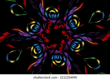 colourful  gradient art circle flower pattern of traditional batik ethnic  ornament for wallpaper background ads sticker or clothing