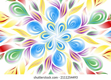 colourful  gradient art circle flower pattern of traditional batik ethnic  ornament for wallpaper background ads sticker or clothing