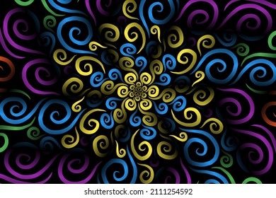 colourful  gradient art circle flower pattern of traditional batik ethnic  ornament for wallpaper background ads sticker or clothing