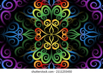 colourful  gradient art circle flower pattern of traditional batik ethnic  ornament for wallpaper background ads sticker or clothing