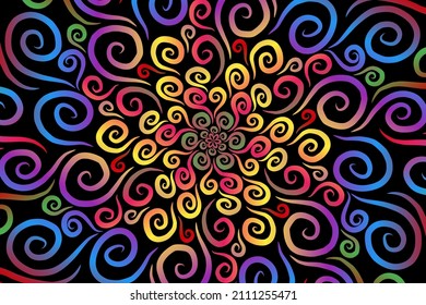 colourful  gradient art circle flower pattern of traditional batik ethnic  ornament for wallpaper background ads sticker or clothing