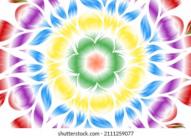 colourful  gradient art circle flower pattern of traditional batik ethnic  ornament for wallpaper background ads sticker or clothing