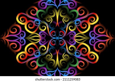 colourful  gradient art circle flower pattern of traditional batik ethnic  ornament for wallpaper background ads sticker or clothing