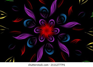 colourful  gradient art circle flower pattern of traditional batik ethnic  ornament for wallpaper background ads sticker or clothing