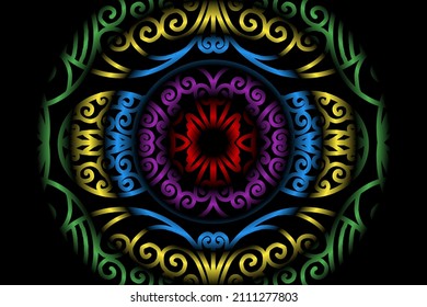 colourful  gradient art circle flower pattern of traditional batik ethnic  ornament for wallpaper background ads sticker or clothing