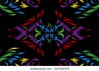 colourful  gradient flower art pattern of traditional batik ethnic  ornament for wallpaper background ads sticker or clothing