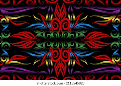 colourful  gradient flower art pattern of traditional batik ethnic  ornament for wallpaper background ads sticker or clothing