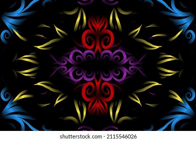 colourful  gradient flower art pattern of traditional batik ethnic  ornament for wallpaper background ads sticker or clothing