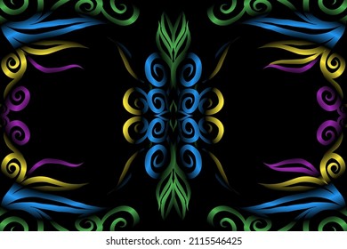 colourful  gradient flower art pattern of traditional batik ethnic  ornament for wallpaper background ads sticker or clothing