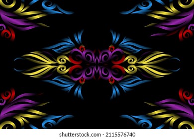 colourful  gradient flower art pattern of traditional batik ethnic  ornament for wallpaper background ads sticker or clothing