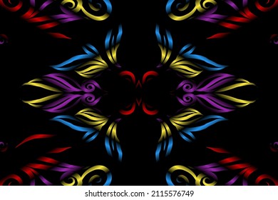 colourful  gradient flower art pattern of traditional batik ethnic  ornament for wallpaper background ads sticker or clothing