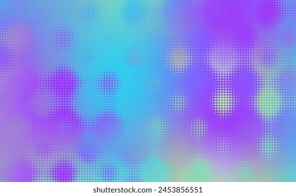 Colourful gradient halftone dots background. Vector illustration. Abstract pop art style dots on abstract blur background