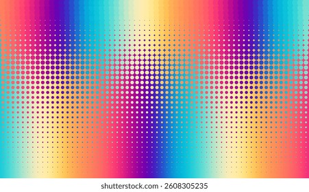 Colourful gradient halftone dots background. Vector illustration. Abstract pop art style dots on abstract blur background