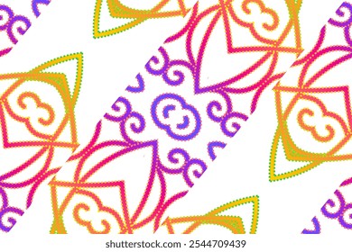 motif d'art de ligne de gradient coloré de la culture indonésienne traditionnel tenun batik ornement ethnique de dayak pour arrière-plan annonces de fond d'écran