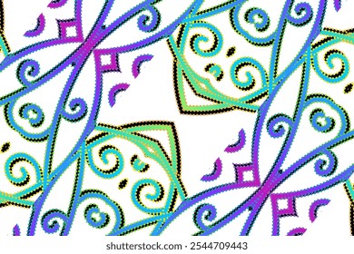 motif d'art de ligne de gradient coloré de la culture indonésienne traditionnel tenun batik ornement ethnique de dayak pour arrière-plan annonces de fond d'écran
