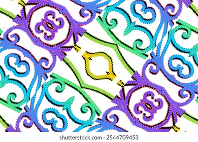 colourful gradient line art pattern of indonesian culture traditional tenun batik ethnic dayak ornament for wallpaper ads background