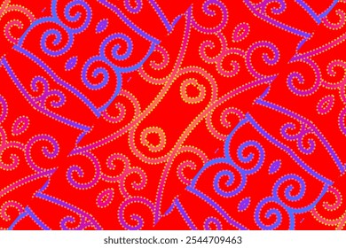 motif d'art de ligne de gradient coloré de la culture indonésienne traditionnel tenun batik ornement ethnique de dayak pour arrière-plan annonces de fond d'écran