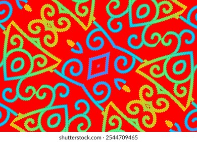motif d'art de ligne de gradient coloré de la culture indonésienne traditionnel tenun batik ornement ethnique de dayak pour arrière-plan annonces de fond d'écran