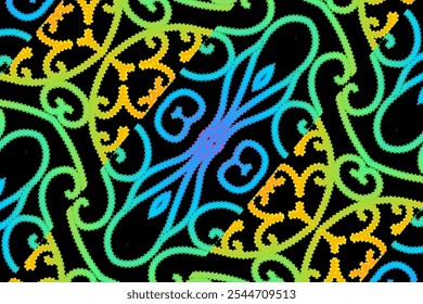 motif d'art de ligne de gradient coloré de la culture indonésienne traditionnel tenun batik ornement ethnique de dayak pour arrière-plan annonces de fond d'écran
