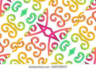 motif d'art de ligne de gradient coloré de la culture indonésienne traditionnel tenun batik ornement ethnique de dayak pour arrière-plan annonces de fond d'écran