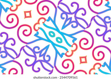 motif d'art de ligne de gradient coloré de la culture indonésienne traditionnel tenun batik ornement ethnique de dayak pour arrière-plan annonces de fond d'écran
