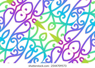 motif d'art de ligne de gradient coloré de la culture indonésienne traditionnel tenun batik ornement ethnique de dayak pour arrière-plan annonces de fond d'écran