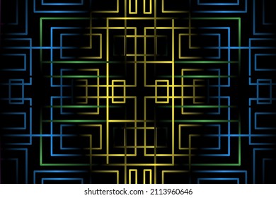 bunter Farbverlauf-Quadrat-Kunst-Kaleidoskop-Muster traditionellen Batik-ethnischen Ornament für Tapete-Hintergrund-Werbung Aufkleber oder Kleidung