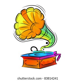 Colourful Gramophone Design. Vector illustration.