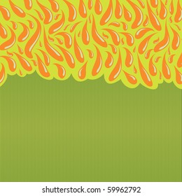 Colourful green background with abstract drawing. Vector