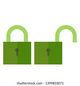 A colourful green padlock open and closed