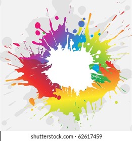 Colourful grunge background with coloured paint splats