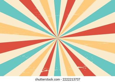 Colourful grunge retro burst vector. Vintage summer, circus and carnival background.
