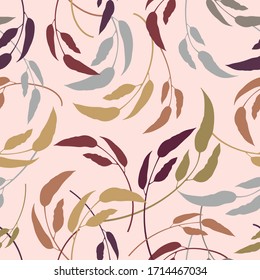 Colourful Gum Leaves Seamless Pattern