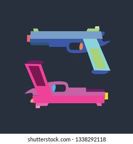 The colourful guns.