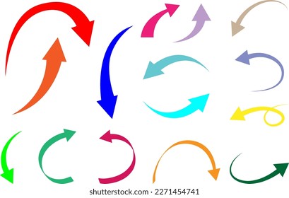 Colourful hand drawn arrows set illustration