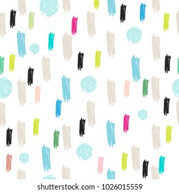 Colourful Hand Drawn Brush Strokes Seamless Pattern 