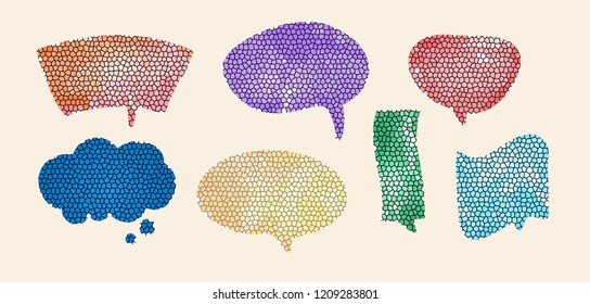 Colourful hand drawn speech bubbles in vector graphics
