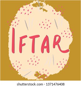 Colourful hand lettering Iftar for holy month of Muslim community, Ramadan Kareem celebration. Template for card, background, poster. Vector.