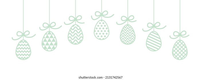 Colourful hanging Easter eggs. Banner concept. Vector