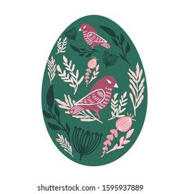 Colourful happy Easter cards with flower, birds and egg