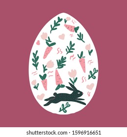 Colourful happy Easter cards with flower, bunnies, carrot  and egg