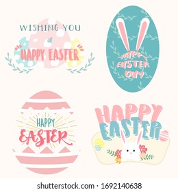 Colourful happy Easter logos vector. Nice for invitation card, advertisement, poster, banner design.