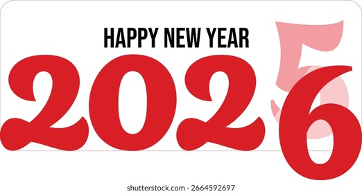 Colourful happy new year text design for 2026
