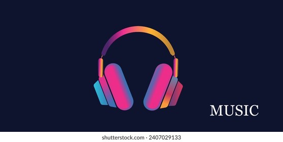 colourful headphone logo for music player vector illustration