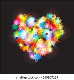 Colourful heart made from paint splashes