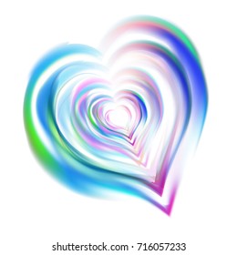 Colourful heart shape frame with brush painting isolated on white background. Love symbol. Valentin day greeting card. Vector illustration for your design.