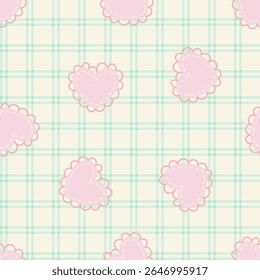 Coloridos corazones y líneas sin patrón. Lindo Vector de corazón de dibujos animados a prueba de tela, bufandas, tarjetas, álbumes de recortes, papel de regalo y textiles