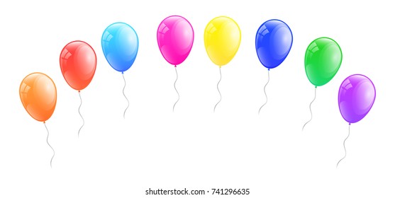 Colourful helium balloons. Vector.