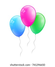 Colourful helium balloons. Vector.